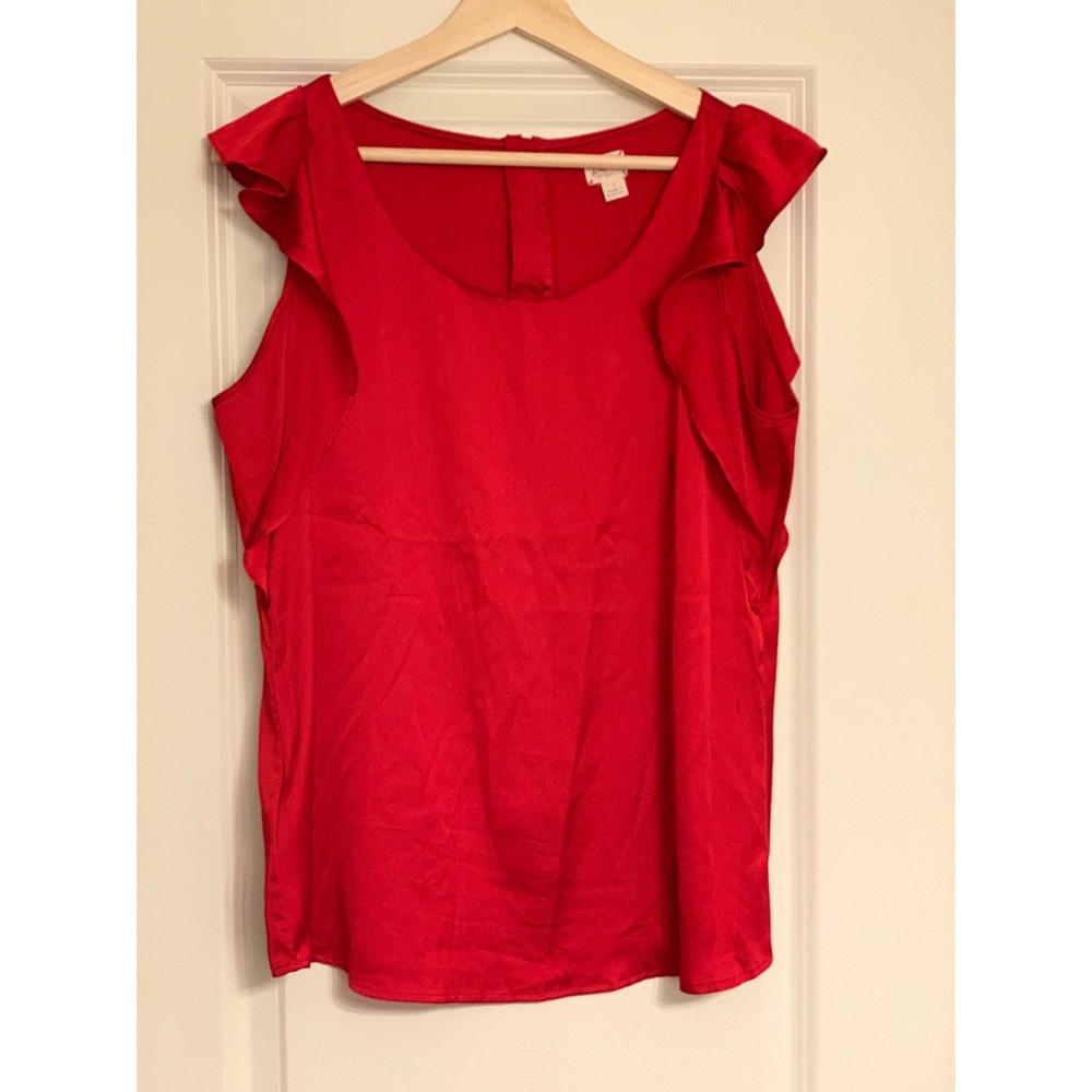 Loft Satin Ruffle Sleeve Blouse